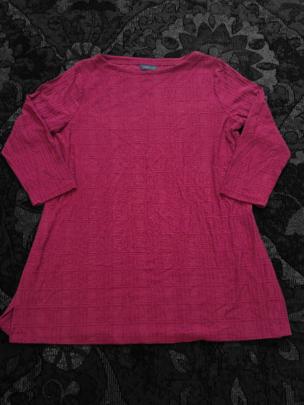 J. Jill Wearever Collection Burgundy 3/4 Sleeve Textured Tunic Top EUC Sm Petite
